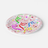 Paper Plates, Pink & White Stripe Birthday Pappteller (Schrägansicht)