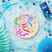 Paper Plates,  Pink & White Stripe Confetti Pappteller (Party)