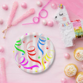 Paper Plates,  Pink & White Stripe Confetti Pappteller (Party)