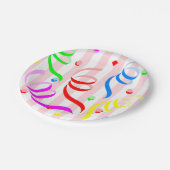 Paper Plates,  Pink & White Stripe Confetti Pappteller (Schrägansicht)