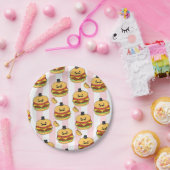 Paper Plates, Pink & White Stripe Hotdog Hamburger Pappteller (Party)