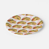 Paper Plates, Pink & White Stripe Tacos Pappteller (Schrägansicht)