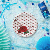 Paper Plates, Red Rose Floral Pappteller (Party)