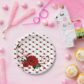 Paper Plates, Red Rose Floral Pappteller (Party)
