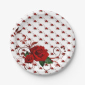 Paper Plates,  Red Rose Floral Pappteller (Vorderseite)