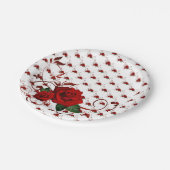Paper Plates, Red Rose Floral Pappteller (Schrägansicht)