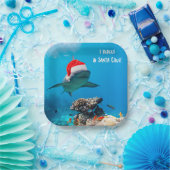Paper plates, Shark Christmas Pappteller (Party)