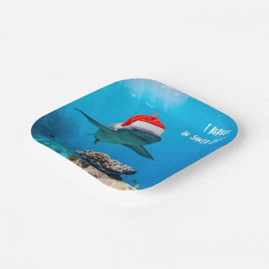 Paper plates, Shark Christmas Pappteller (Gewinkelt)
