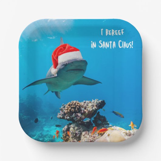 Paper plates, Shark Christmas Pappteller (Vorderseite)