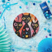 Paper plates Valentine's Day Cat Red Hearts Pappteller (Party)