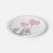 Paper plates Valentine's Day Cats Pink Hearts Pappteller (Schrägansicht)