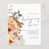 PAPER Pumpkin Floral Thankgiving Dinner Einladung Flyer (Vorne)