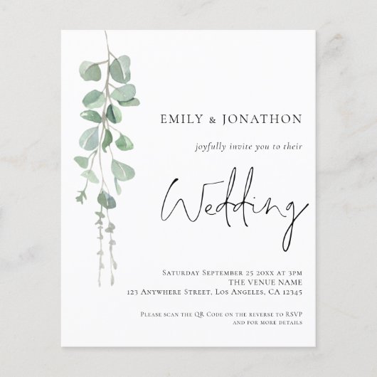 PAPER QR Code Eukalyptus Wedding Einladung Flyer (Vorne)