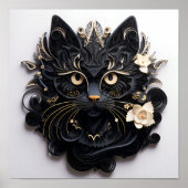 Paper Quilling Halloween Black Cat Art Print Poster (Vorne)