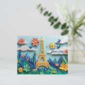 Paper Quilling Paris Postkarte (Stehend Vorderseite)