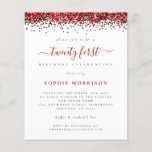 PAPER Red Glitter Flyer<br><div class="desc">Red Glitter Twenty First Party lädt ein. A great value PAPER (not card) alternative WITHOUT ENWICKES at SMALLER size 4.5" x 5.6" and at budget price. (Standard A6 enwickes are the nearest size to fit) Glitz and glam with a border of falsch red glitter at the top on each side,...</div>