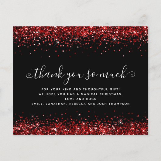 PAPER Red Glitzer Christmas Black Danke Flyer (Vorne)