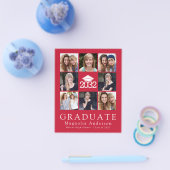 PAPER Red Graduate Cap Tassel Foto Ankündigung Flyer (Einzeln)