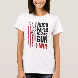 Paper Rock Scissors Gun 2a Pro Gun Vater Joke T-Shirt