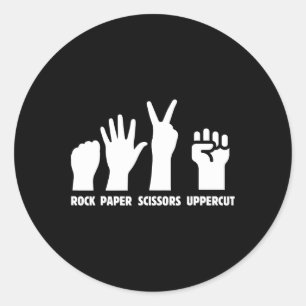 Paper Rock Scissors Uppercut Boxing Martial Arts K Runder Aufkleber