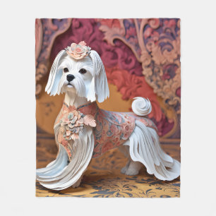 Paper Rokoko Maltese Pastel Colors Fleecedecke