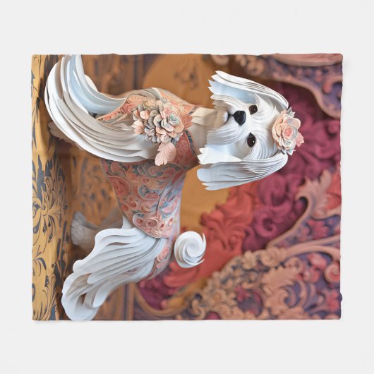 Paper Rokoko Maltese Pastel Colors Fleecedecke (Vorderseite (Horizontal))