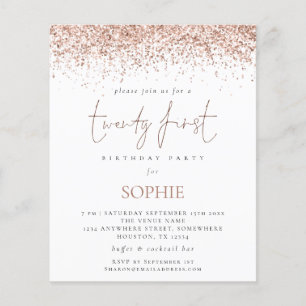 PAPER Rose Gold Glitzer Einladung 21. Party Flyer
