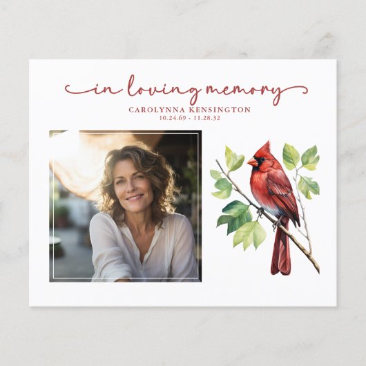 PAPER Roter Kardinal Gedenkprogramm Beerdigung Flyer (Vorne)