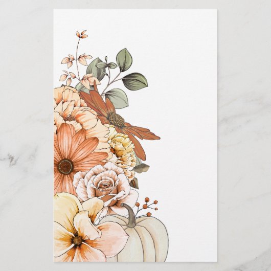 PAPER Rustic Fall Florals Pumpkin Wedding Menü (Hinten)