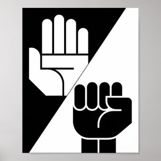 Paper schlägt Stein – Minimalistische Schwarz-Weiß Poster