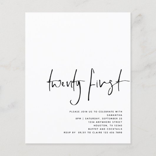 PAPER Schwarzes Skript Weiß 21. Geburtstag Flyer (Vorne)
