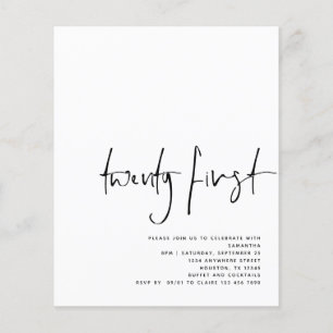 PAPER Schwarzes Skript Weiß 21. Geburtstag Flyer