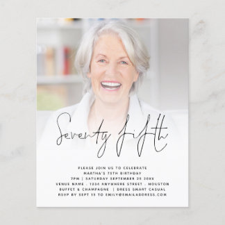 PAPER Script Foto 75. Geburtstagsparty Einladung Flyer