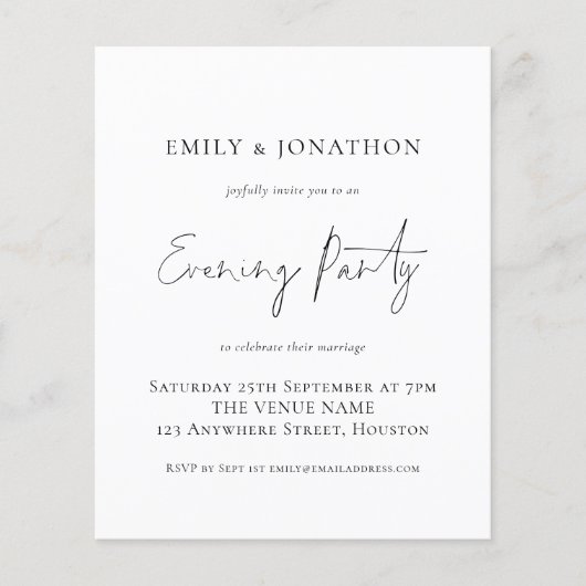 Paper Script Wedding Abend Party Einladung Flyer (Vorne)
