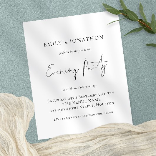 Paper Script Wedding Abend Party Einladung Flyer
