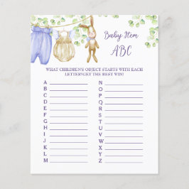 Paper Sheet Game "Baby Item ABC" für Babydusche.