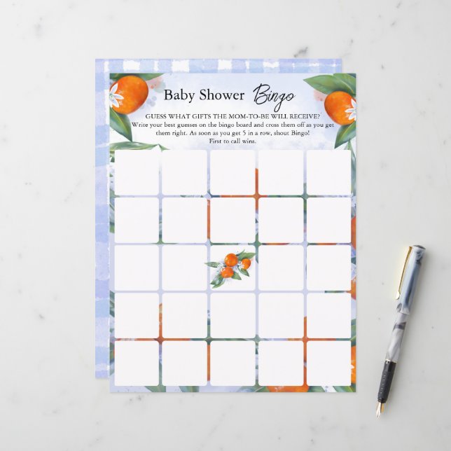 Paper Sheet game "Bingo" (Vorderseite/Rückseite Beispiel)