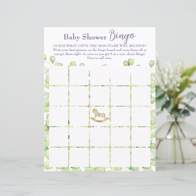 Paper Sheet Game "Bingo" für Babydusche. (Stehend Vorderseite)