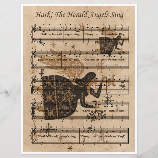 Paper Sheet Music Art Hark The Herald Angels Sing (Vorderseite)