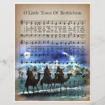 Paper Sheet Music Art-O Little Town of Bethlehem