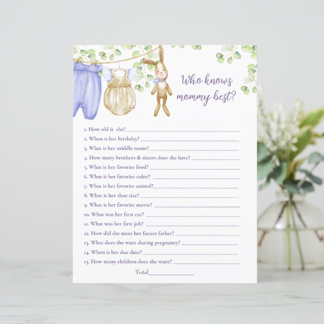 Paper Sheetgame "Wer kennt Mami am besten?" (Stehend Vorderseite)