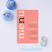 PAPER Simple Coral Rose Typografy Wedding Menu Flyer (Einzeln)