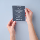 PAPER Simple Text Dusty Navy Blue Wedding Menu Flyer (Gruppe)