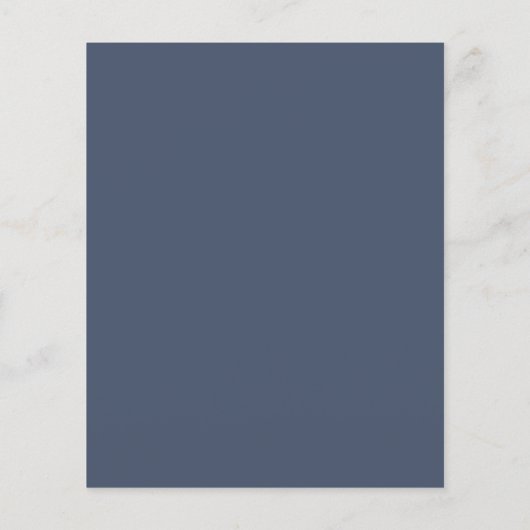 PAPER Simple Text Dusty Navy Blue Wedding Menu Flyer (Hinten)