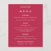 PAPER Simple Text Magenta Wedding Menu Flyer (Vorne)