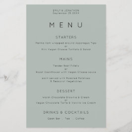 PAPER Simple Typografy Silvery Sage Wedding Menu Flyer