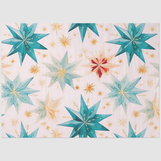 Paper Snowflakes Stars Blue Pink Gold Weihnachten Seidenpapier (Vorderseite)