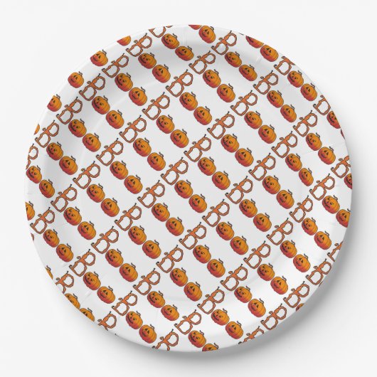Paper Teller 9"/Boo mit Pumpkins (Vorderseite)