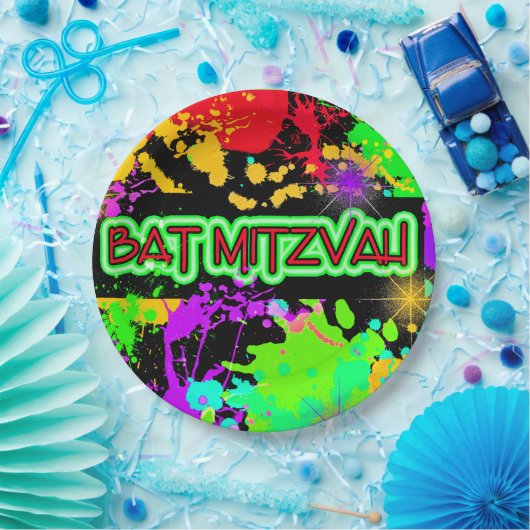 Paper Teller Bat Mitzvah Bright Neon Paint (Party)