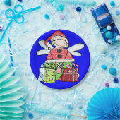Paper Teller, Frohe Weihnachts Angel Santa Blue Pappteller (Party)